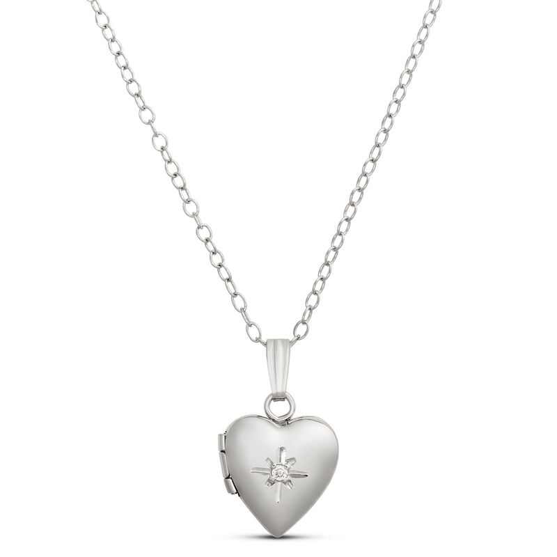 Baby Heart Diamond Locket in Sterling Silver image number 0