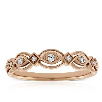 Rose Gold Scalloped Diamond Band 14K