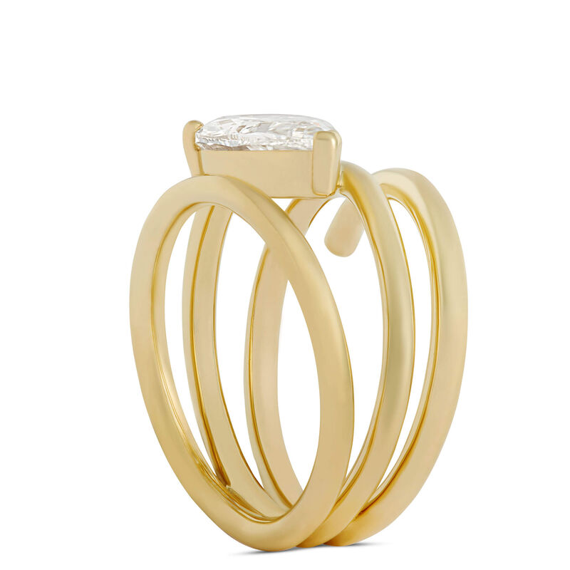 Pear Shaped Diamond Spiral Ring, 14K Yellow Gold image number 1