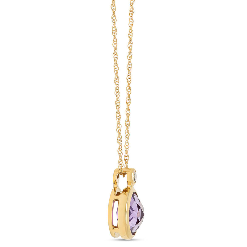 Round Amethyst Pendant Necklace, 14K Yellow Gold image number 1
