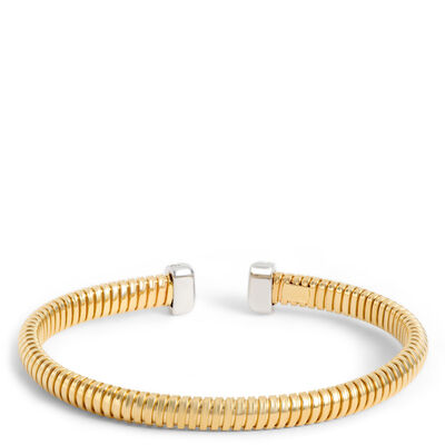 Toscano Tubogas Bangle with Diamond Tips, 18K Yellow Gold