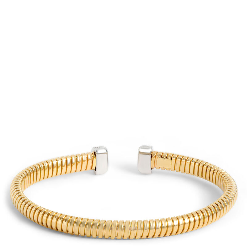 Toscano Tubogas Bangle with Diamond Tips, 18K Yellow Gold image number 1