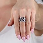 Sapphire & Diamond Multi-Row Ring 14K