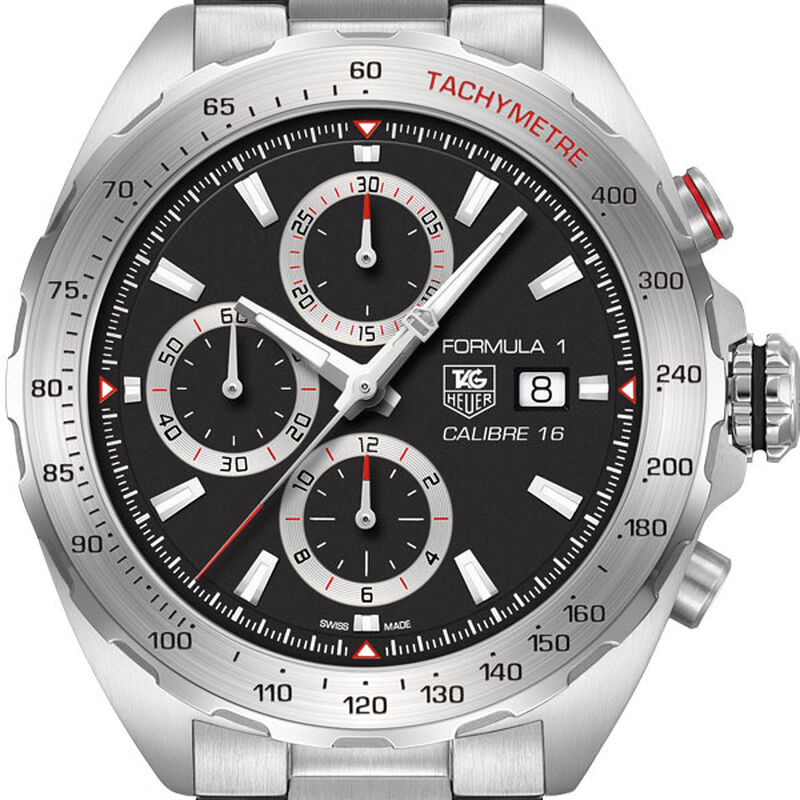 TAG Heuer Formula 1 Calibre 16 Automatic Mens Black Steel Chronograph Watch image number 1