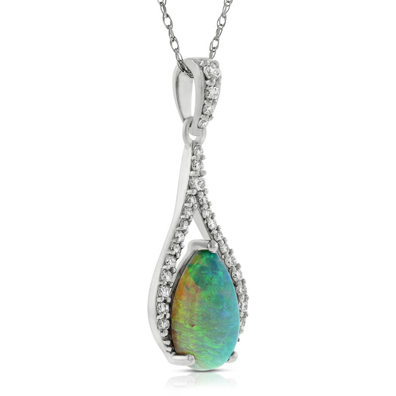 Opal & Diamond Pendant 14K image number 1