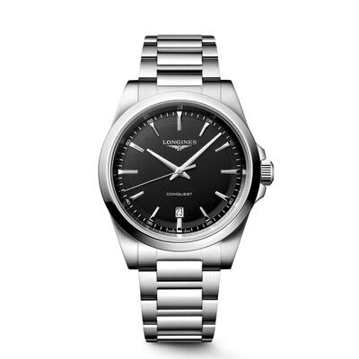 Longines Conquest Black Dial Watch, 41mm