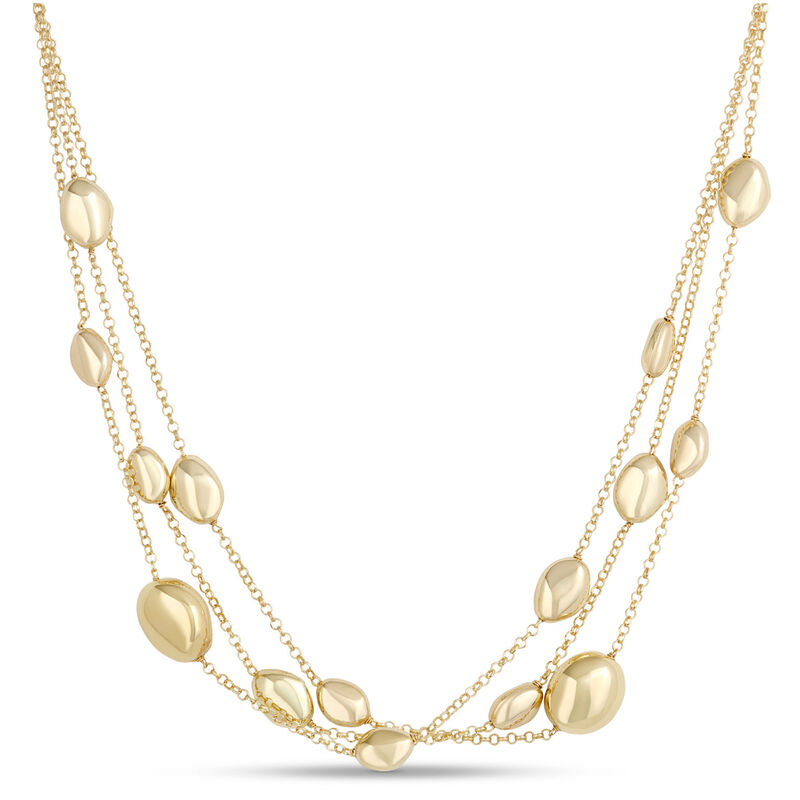 Toscano 18-Inch Three Strand Bead Station Necklace image number 0