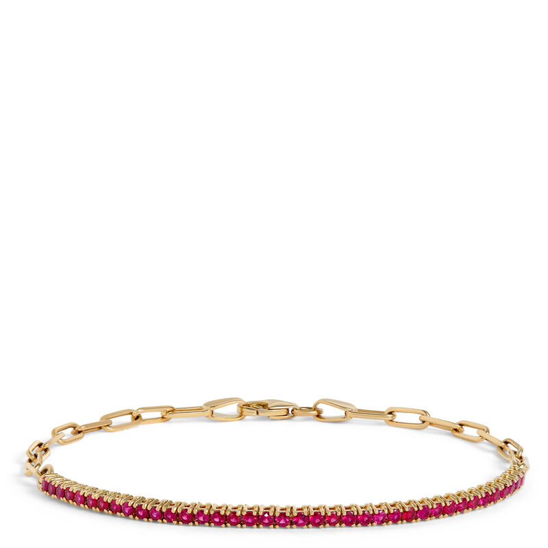 Ruby and Paperclip Link Bracelet, 14K Yellow Gold image number 0