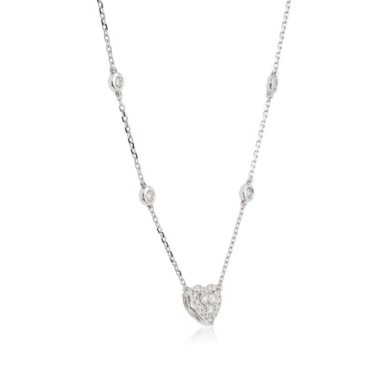 Diamond Heart Cluster Necklace 14K image number 1