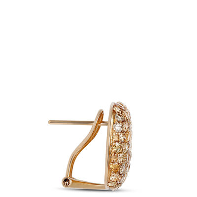 Pave Multicolor Diamond Earrings, 14K Yellow Gold