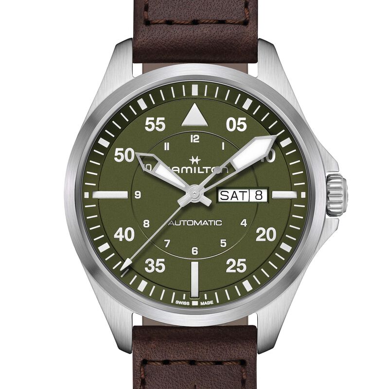 Hamilton Khaki Aviation Pilot Day Date Auto Green Dial Watch, 42mm image number 0