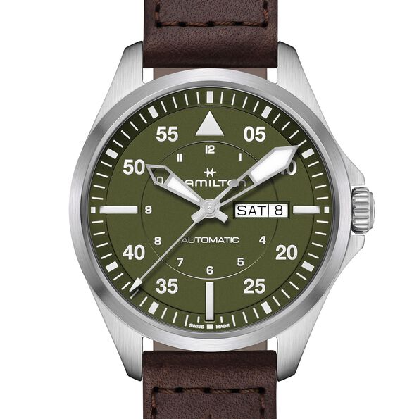 Hamilton Khaki Aviation Pilot Day Date Auto Green Dial Watch, 42mm