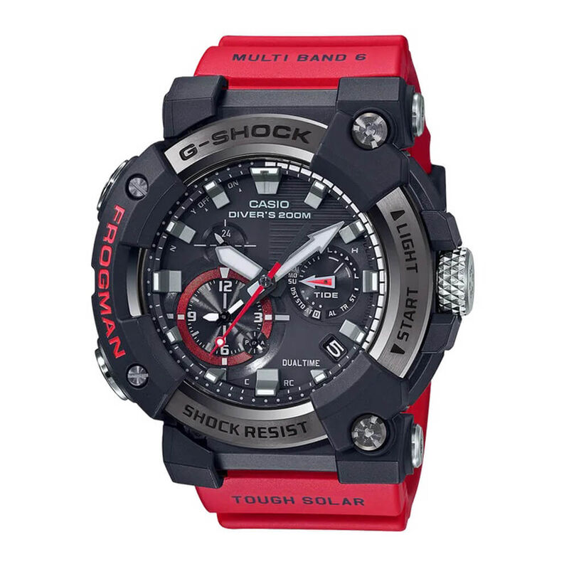 G-Shock Master of G Frogman Solar Bluetooth Red Strap Watch, 56.7mm image number 0