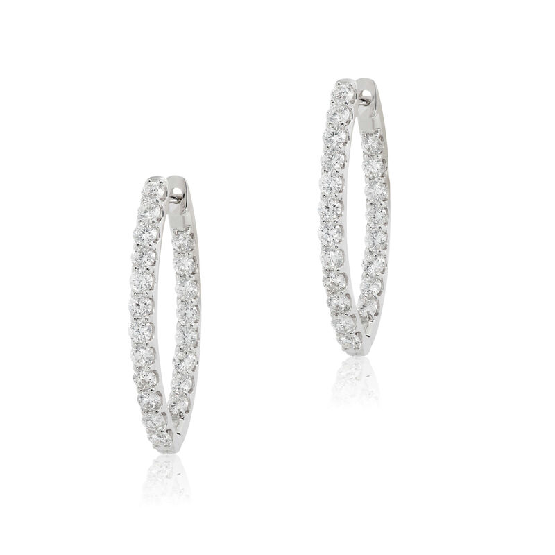 Inside Outside Diamond "V" Hoop Earrings 14K, 2 ctw.
