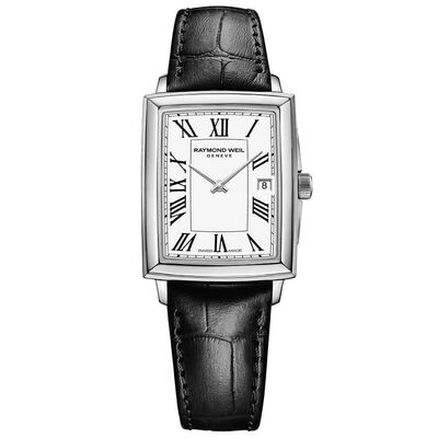 Raymond Weil Toccata White Dial Leather Quartz Watch, 25x35mm