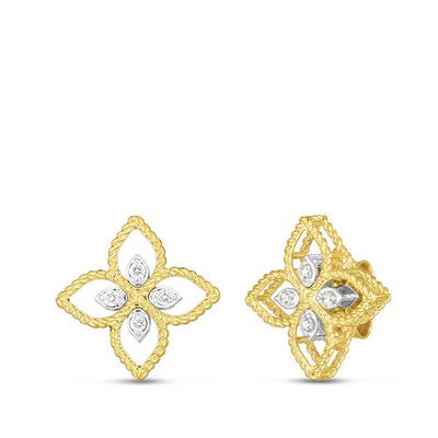 Roberto Coin Principessa Small Diamond Flower Earrings 18K