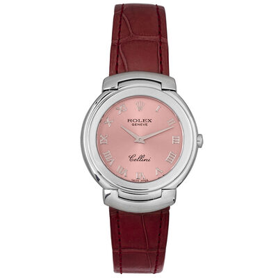 Pre-Owned Rolex Cellini Rose Dial Watch, 32mm, 18K