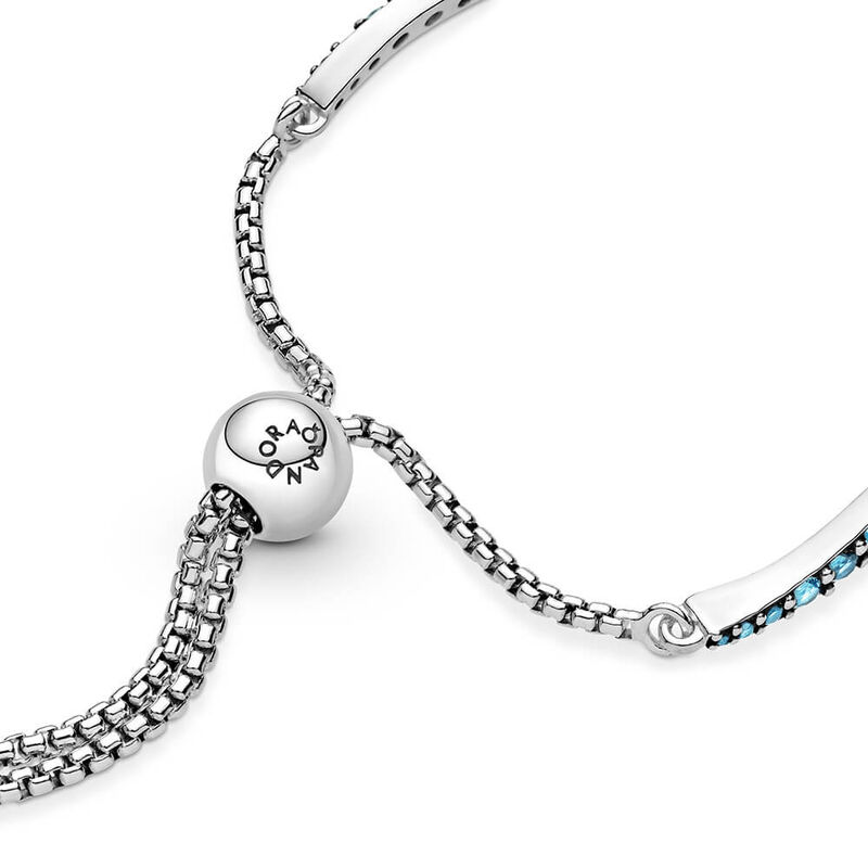 Pandora Blue Wavy Crystal Slider Bracelet image number 3