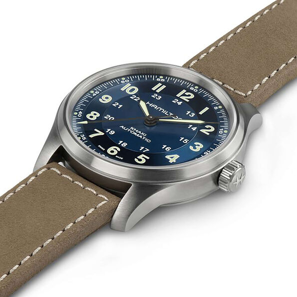 Hamilton Khaki Field Titanium Auto Watch Titanium Case Blue Dial, 42mm