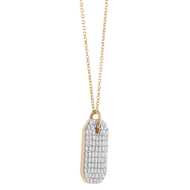 Dog Tag Pave Diamond Pendant in 14K Yellow Gold image number 1