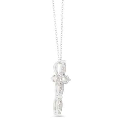 Marquise Diamond Cross Necklace, 2 Total Carat Weight, 14K White Gold