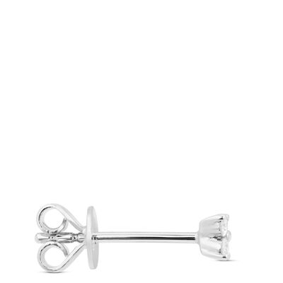 Four Diamond Flower Single Stud Earring, 14K White Gold