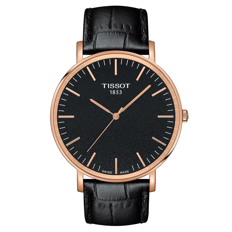 Tissot Everytime Large Rose PVD Black Dial Quartz Watch, 42mm image number 1