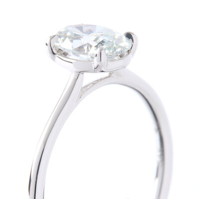 Bella Ponte Oval Solitaire Diamond Engagement Ring, 14K White Gold