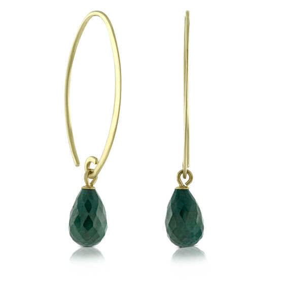 Briolette Emerald Earrings 14K