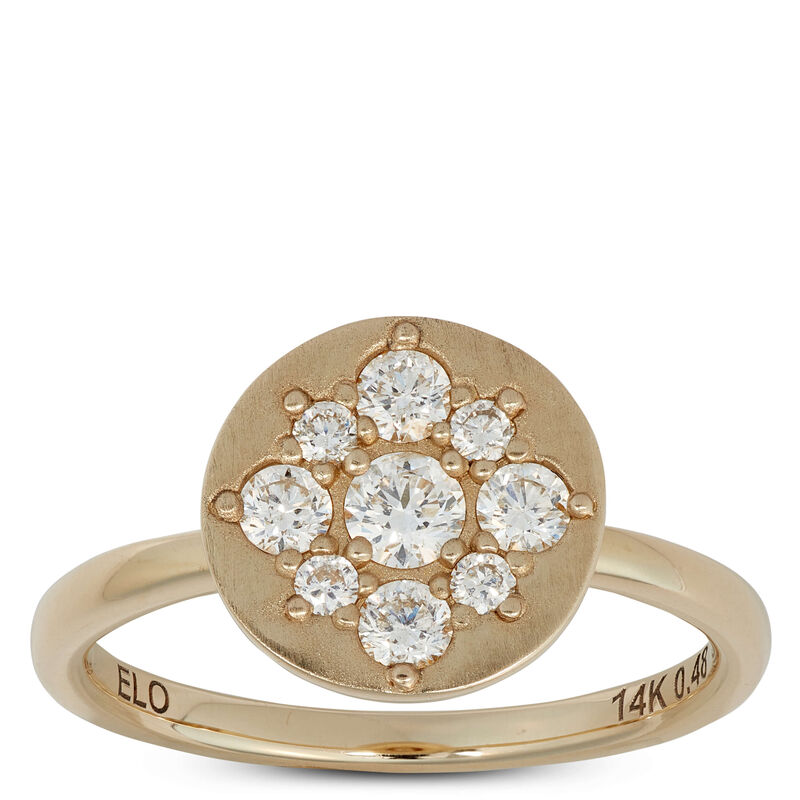 Round Cut Diamond Cluster Ring, 14K Yellow Gold image number 0