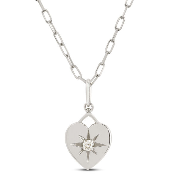Ikuma Diamond Heart Pendant Necklace, 14K White Gold