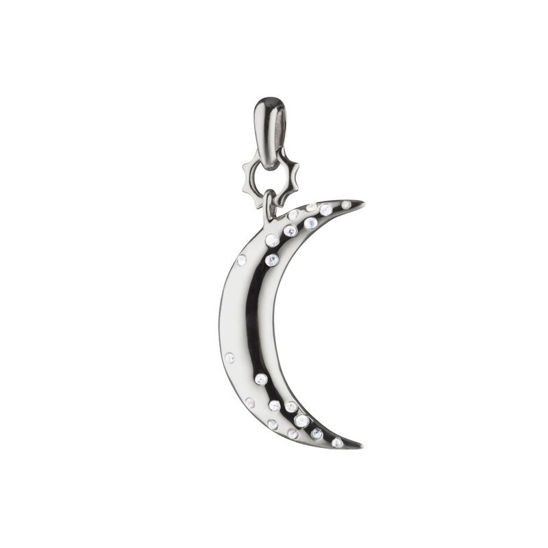 Monica Rich Kosann "Dream" Moon Charm with Sapphires, Sterling Silver image number 0