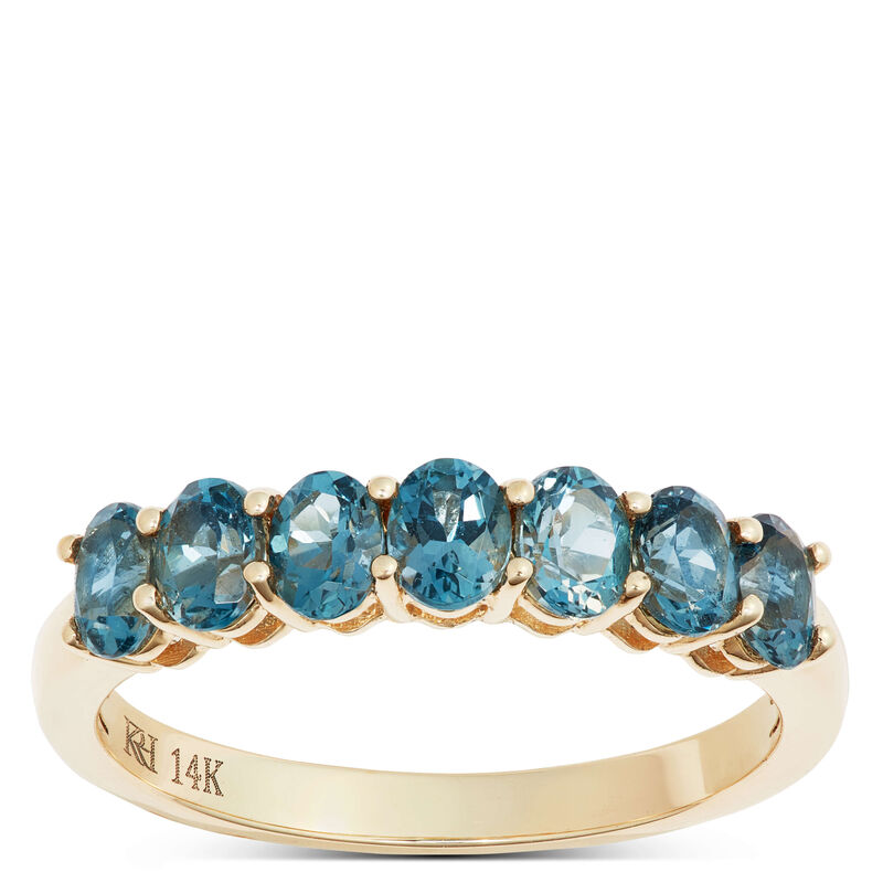 7 Oval Blue Topaz Ring, 14K Yellow Gold image number 1