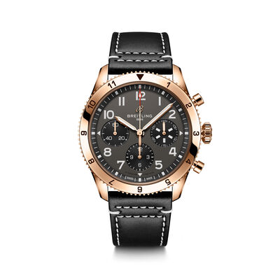 Breitling Classic AVI Chronograph P-51 Mustang Watch Black Dial Rose Gold Plated Case, 42mm