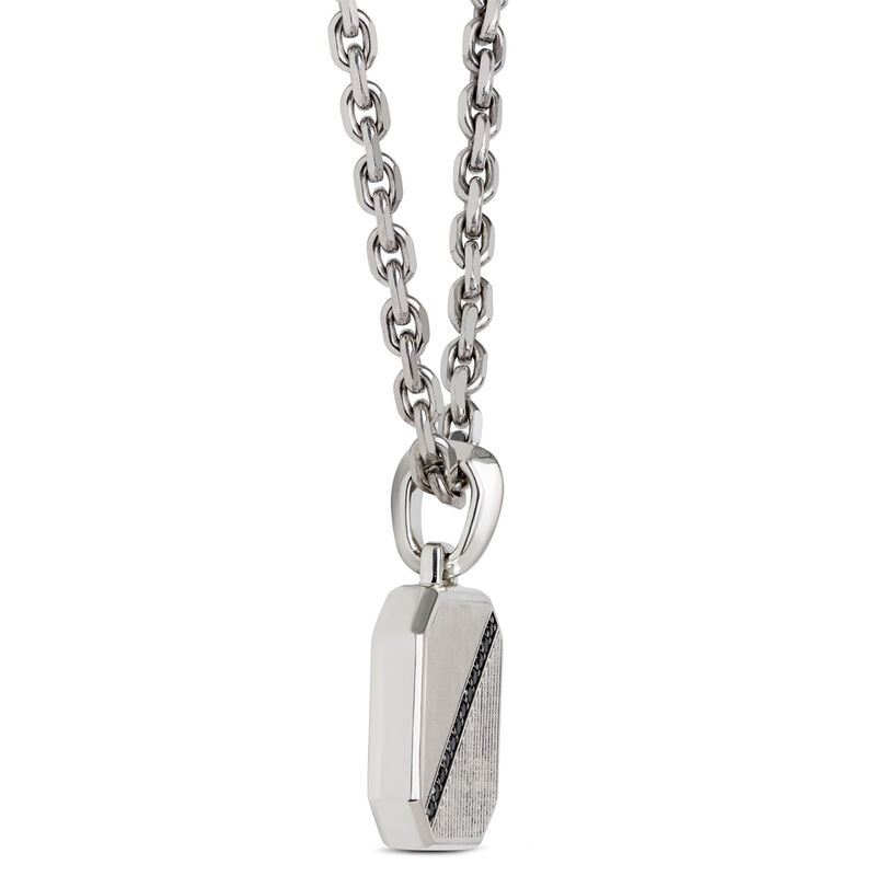 Sterling Silver Dog Tag Necklace with Black Diamonds image number 1
