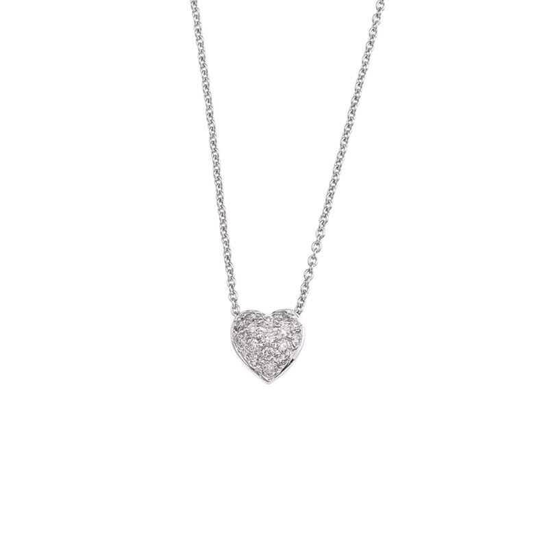 Roberto Coin Tiny Treasures Diamond Puffed Heart Necklace, 18K White Gold image number 2