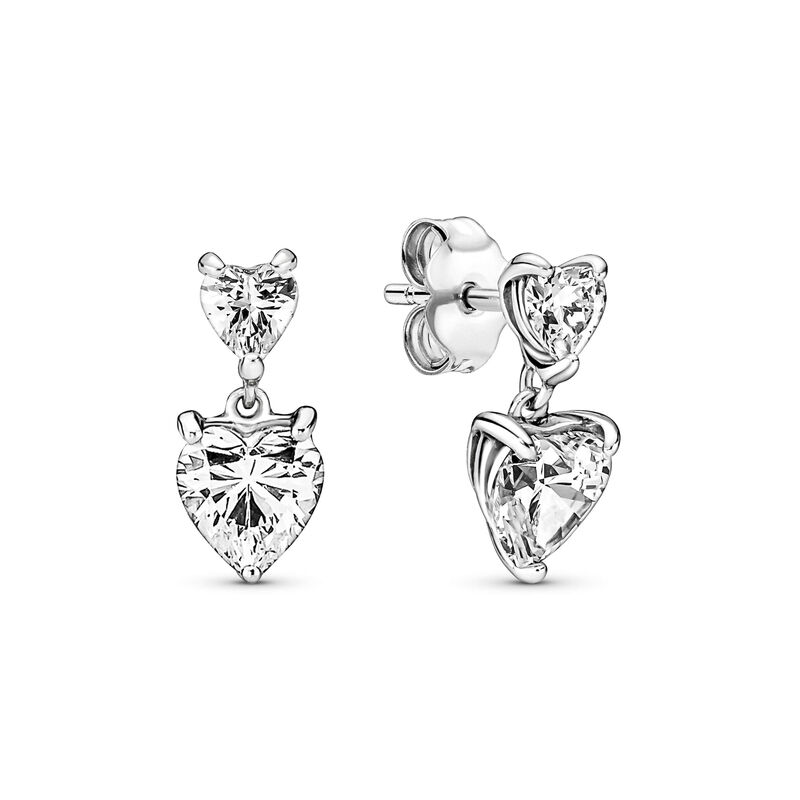 Pandora Double Heart Sparkling Stud Earrings image number 0