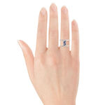 Sapphire & Diamond Double Bar Mosaic Ring 14K