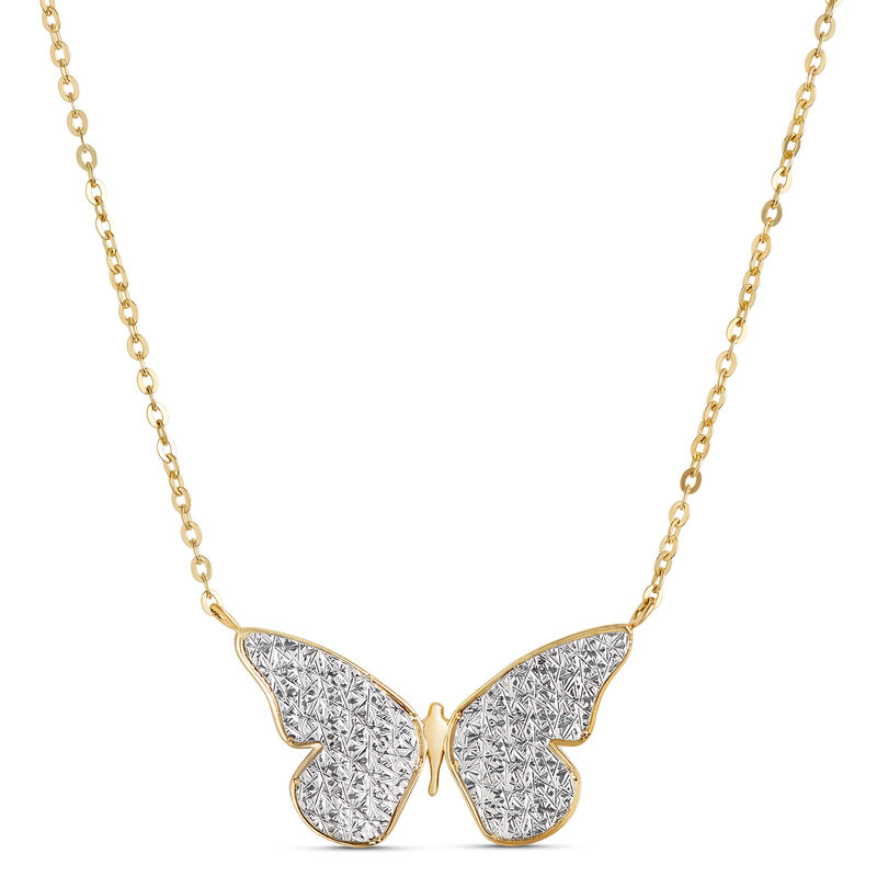 Toscano Diamond Cut Butterfly Pendant, 14K Yellow Gold image number 1