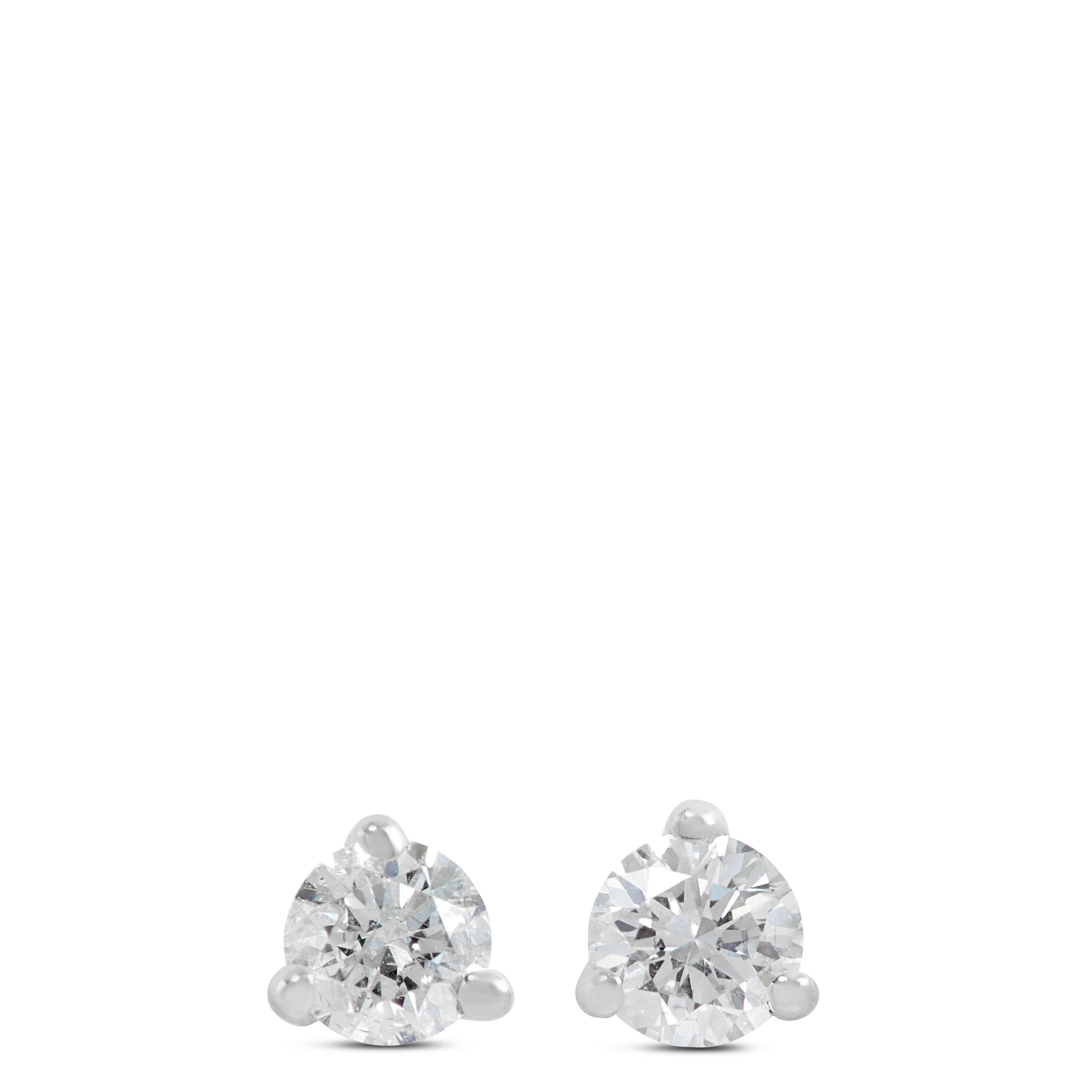 【定価15.4万円・極美品・US10】 WITH DIAMOND BRIDGES Diamond Solitaire Stud Earrings 14K, 1/10 ctw.