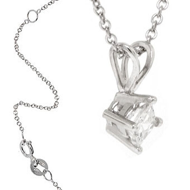 Princess Cut Diamond Solitaire Necklace 14K, 1/4 ct. image number 4