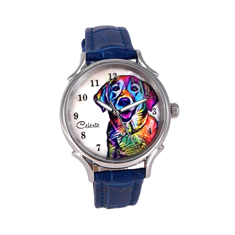 Celeste Labrador Retriever Dog Breed Mother of Pearl Watch, 35mm image number 0