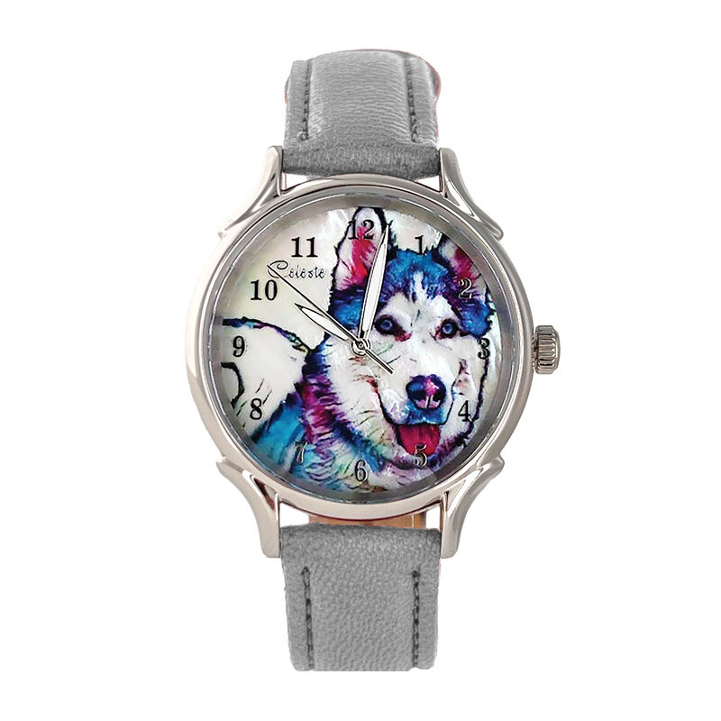 Celeste Husky Dog Breed Mother of Pearl Watch, 35mm image number 0