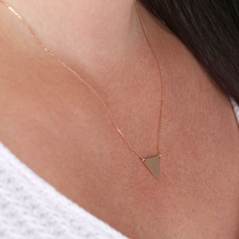 Rose Gold Engravable Triangle Necklace 14K image number 2