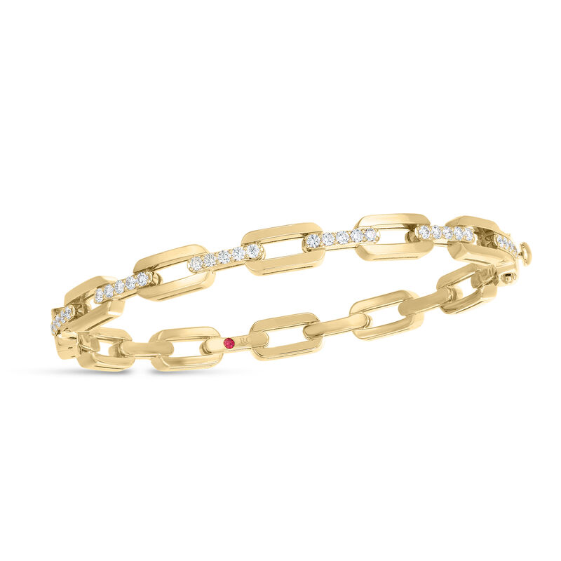 Roberto Coin 18K Yellow Gold Navarra Hard Chain Link Diamond Bangle image number 0