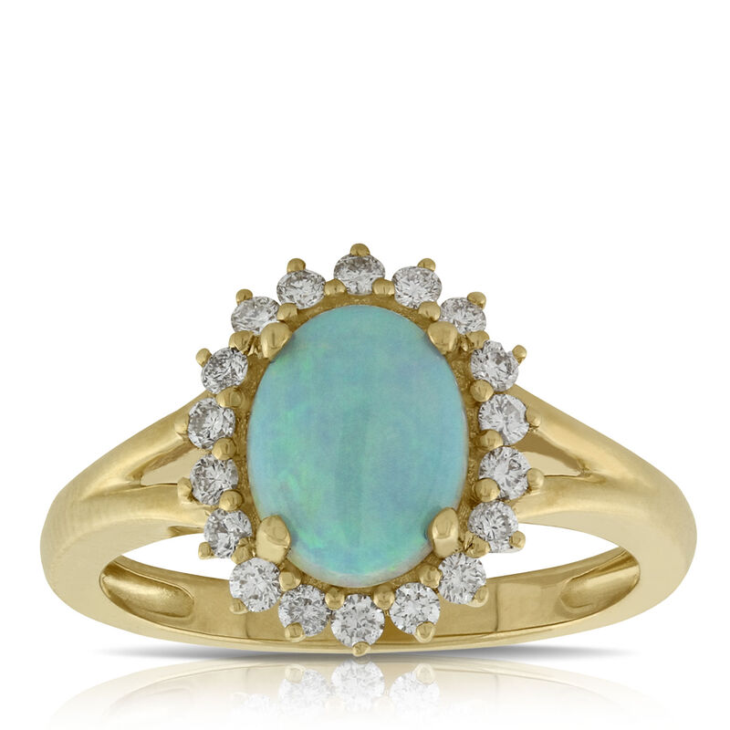 Opal & Diamond Ring 14K image number 0