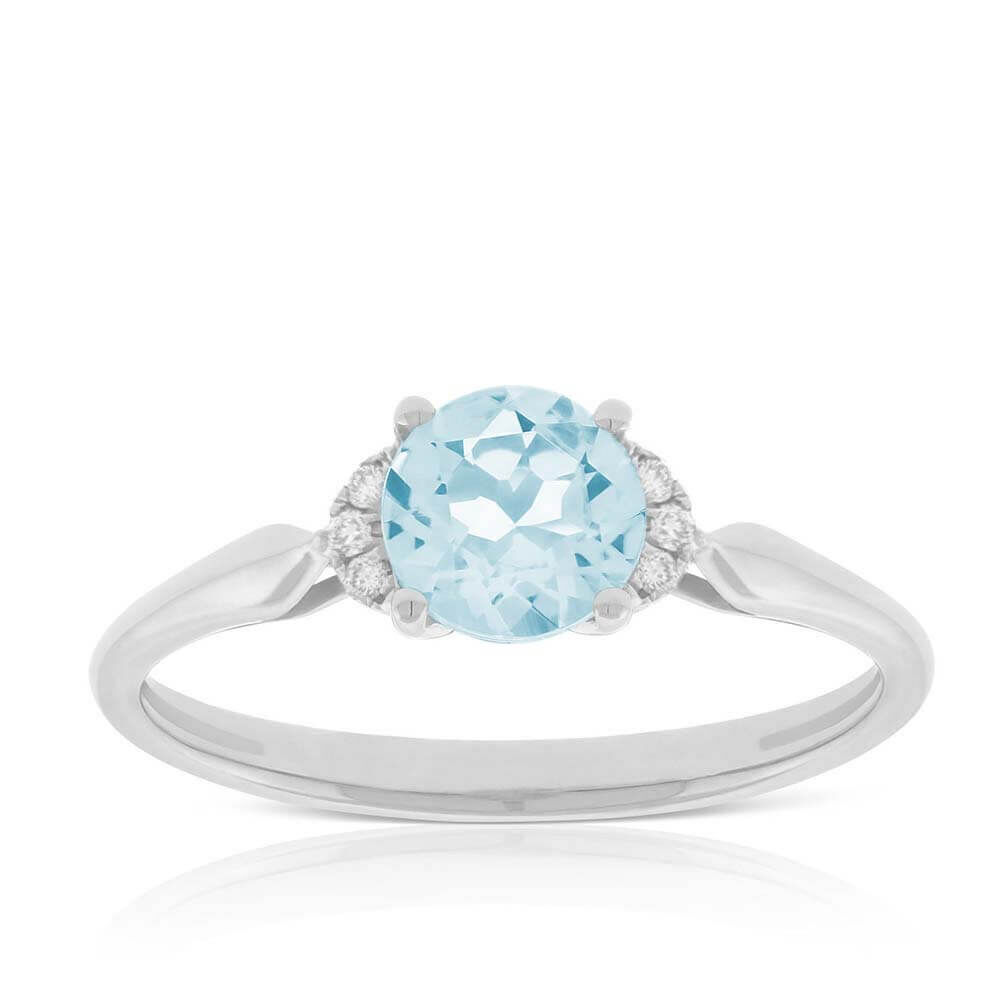 Aquamarine & Diamond Ring 14K TW2592R AQUA