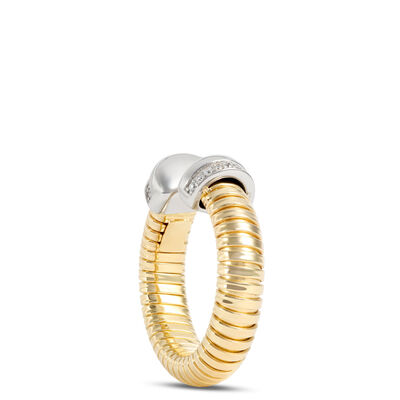 Toscano With Diamonds Domed Tubogas Ring, 18K Yellow Gold