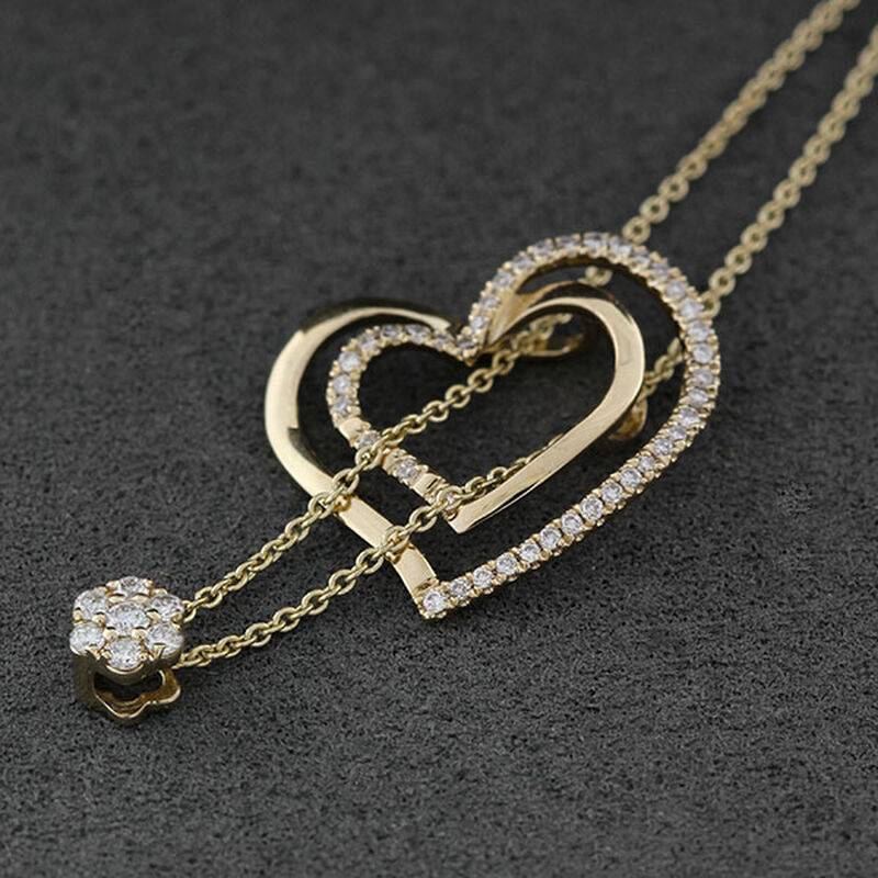 Two Piece Convertible Diamond Heart Pendant 14K image number 1