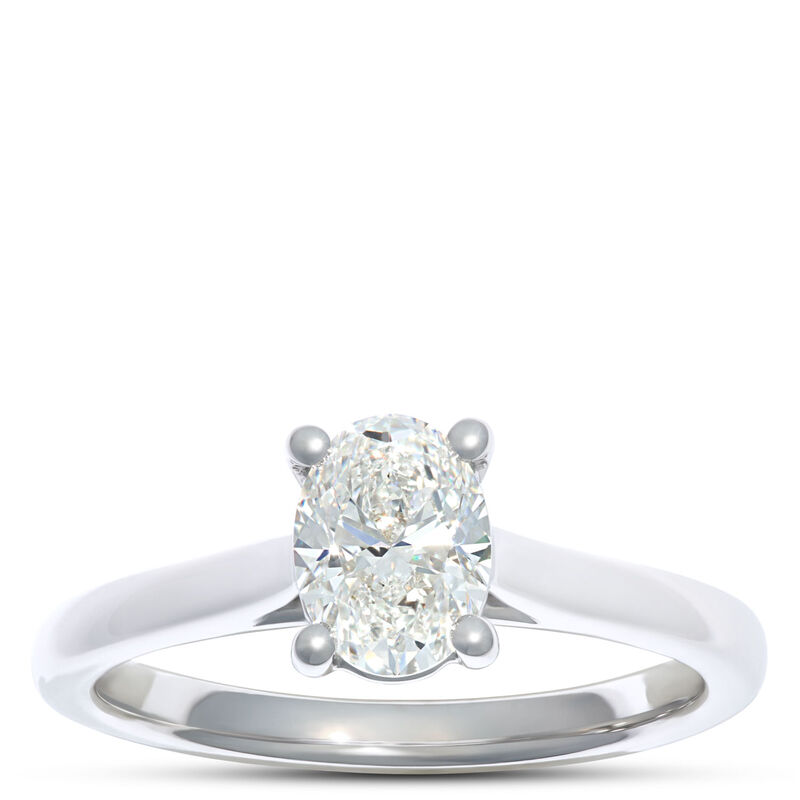 Solitaire Oval Diamond Engagement Ring, 14K White Gold image number 0